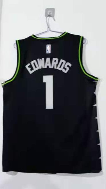 Men Minnesota Timberwolves #1 Edwards Black Adidas NBA Jerseys->green bay packers->NFL Jersey